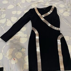 Chic Asymmetrical Black Dress with Silver Accents by Functional